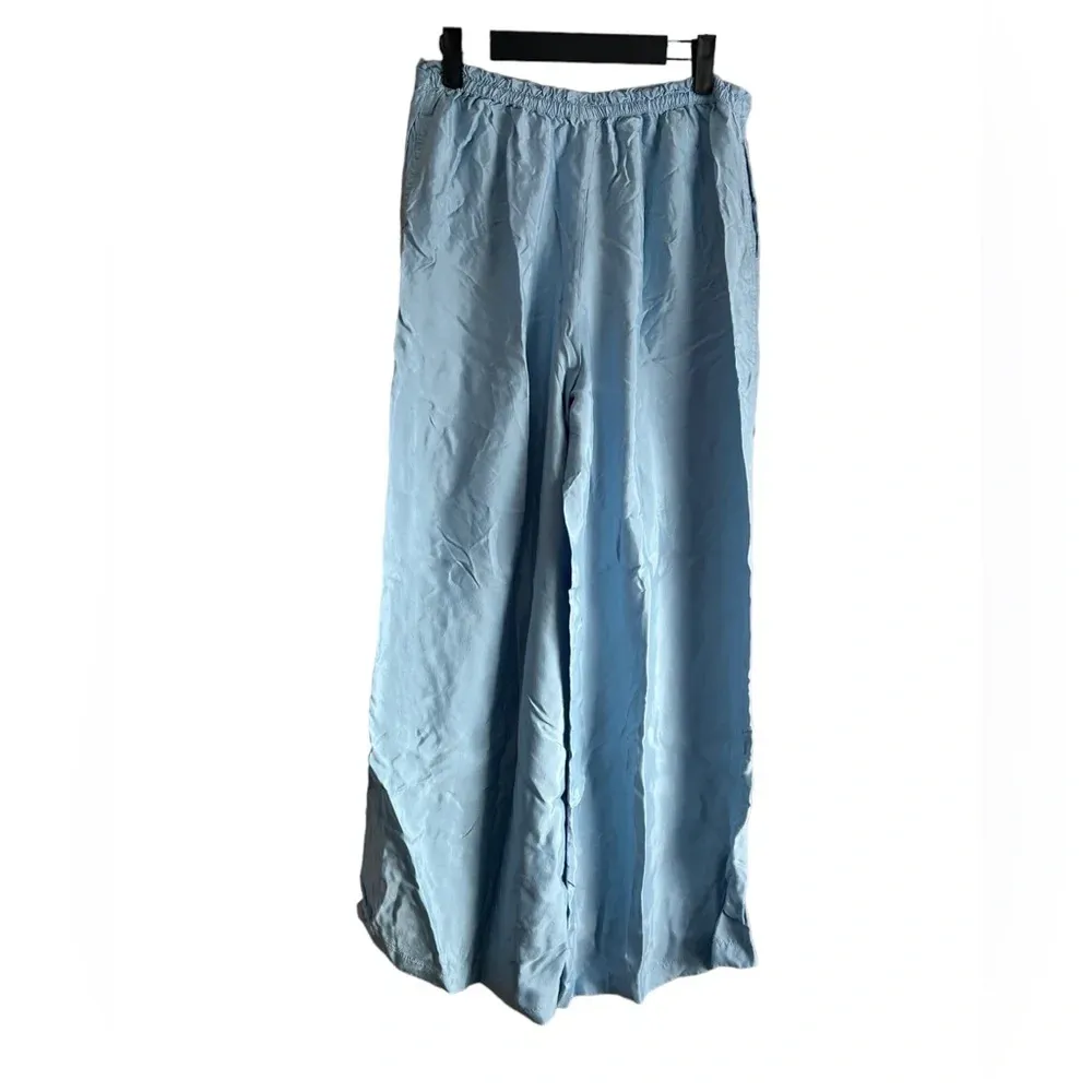 ATHLETA CALM COOL BLUE SATIN PAJAMA PANTS - Image 3