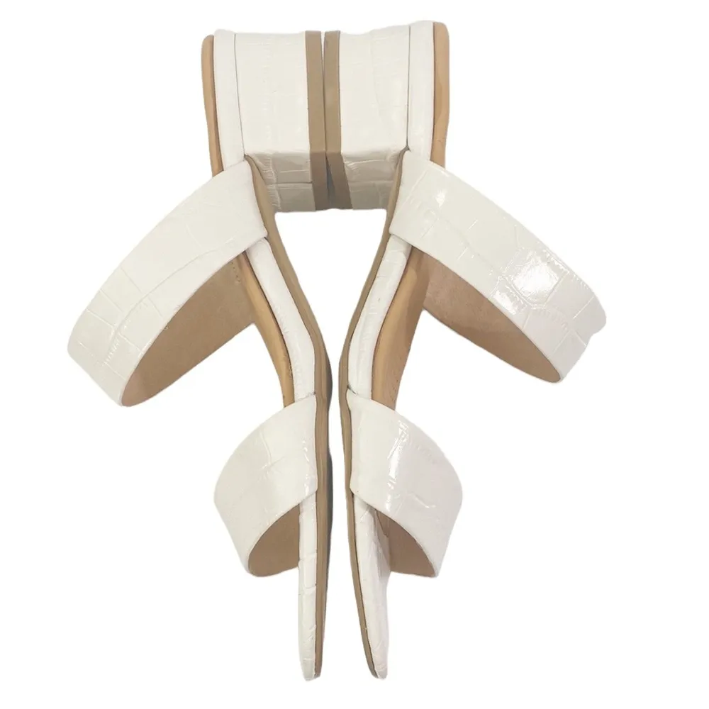 Corso Como CC Faeya croc embossed white square heel double strap sandal size 6 - Image 5