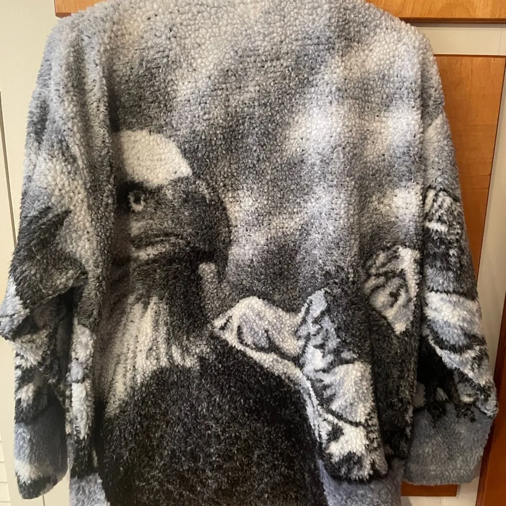 Vintage Frankenmuth Woolen Mill Fleece Jacket Hawk Mountains Medium Black - Image 3