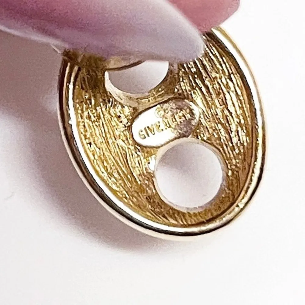 Authentic Givenchy Rare Vintage Black & Gold Enamel / Metal Abstract Earrings - Image 9