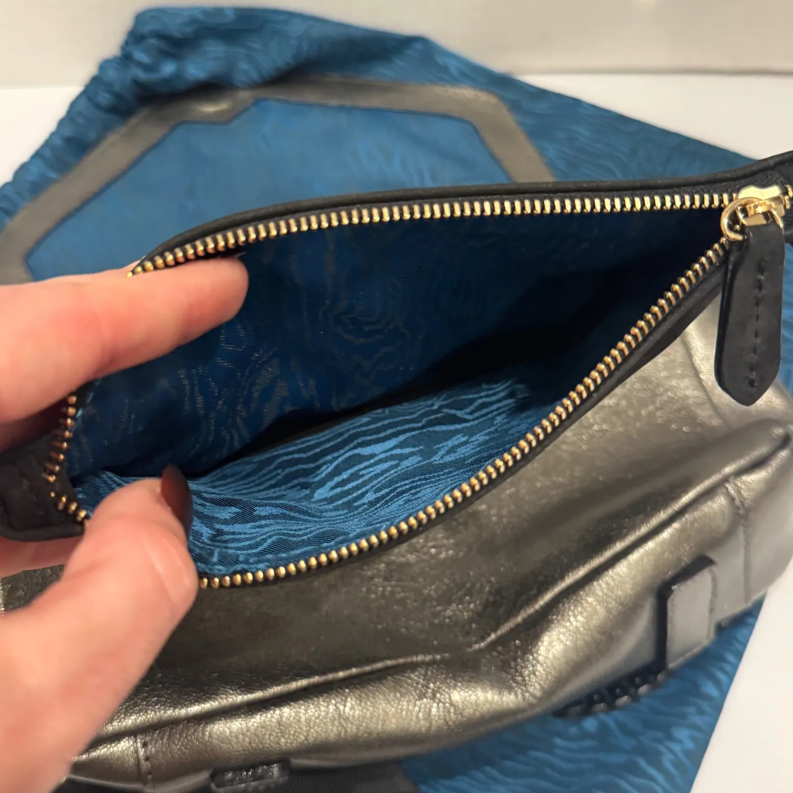 GG Maull Metallic Silver Studded Envelope Clutch Crossbody Bag "The Outlaw" $675 - Image 14