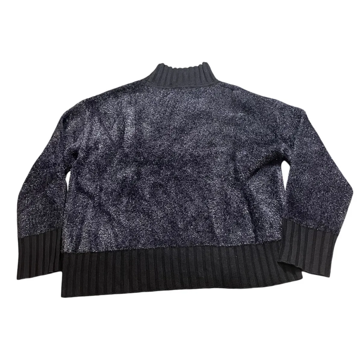 NEW Tory Burch Oversized Lurex Sweater in Navy Mock Neck‎ Turtleneck Size XL - Image 7