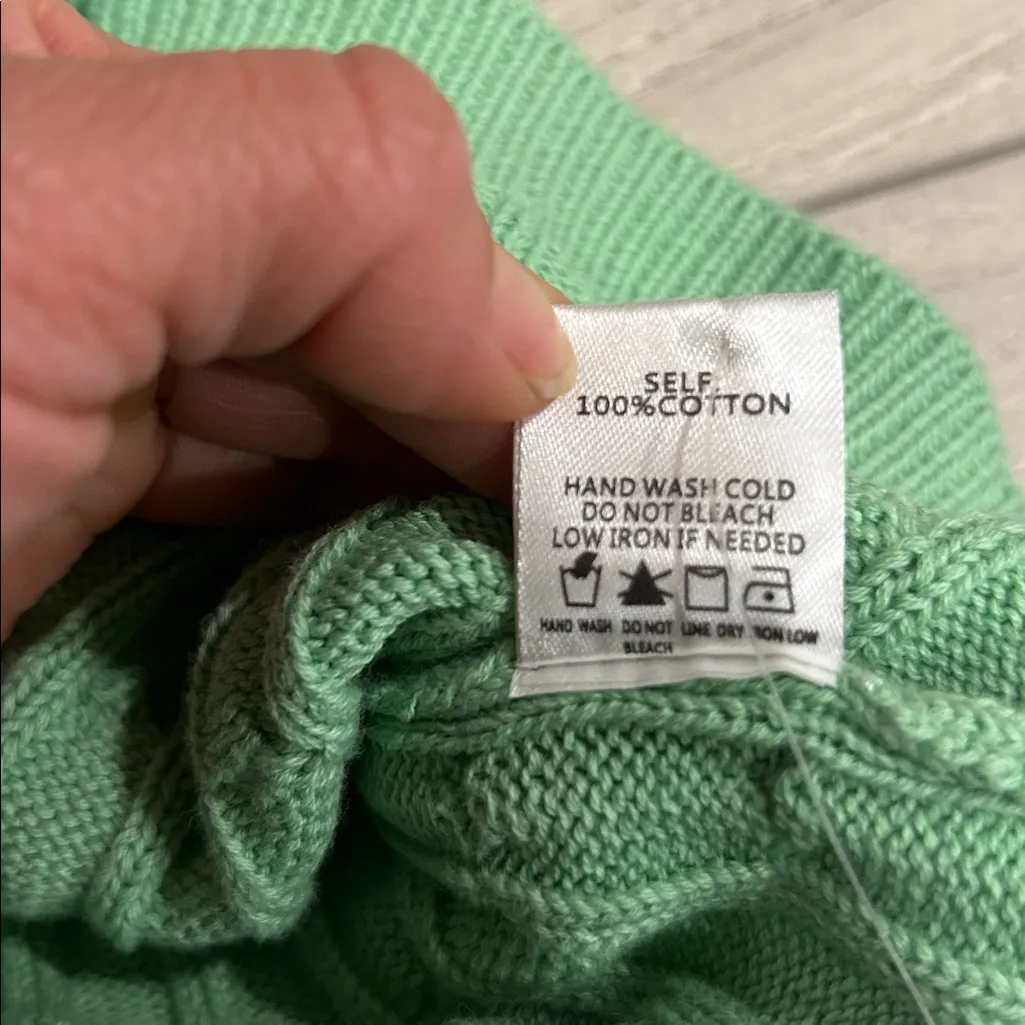 Blue Blush Mint Strapless Cable Knit Bodycon Mini Dress M Button Front Sweater - Image 7