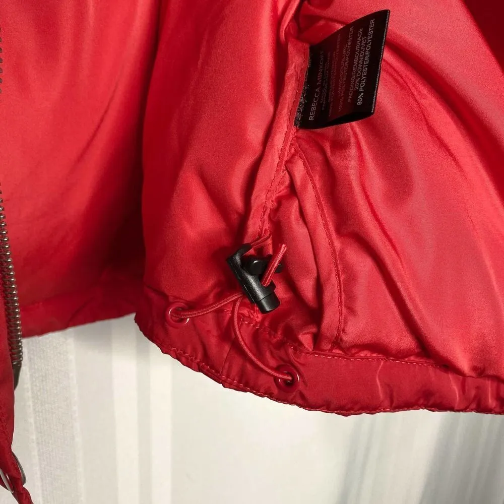Rebecca Minkoff Zayne Quilted Puffer Down Jacket Red Large Hooded Long Sleeve - Image 8