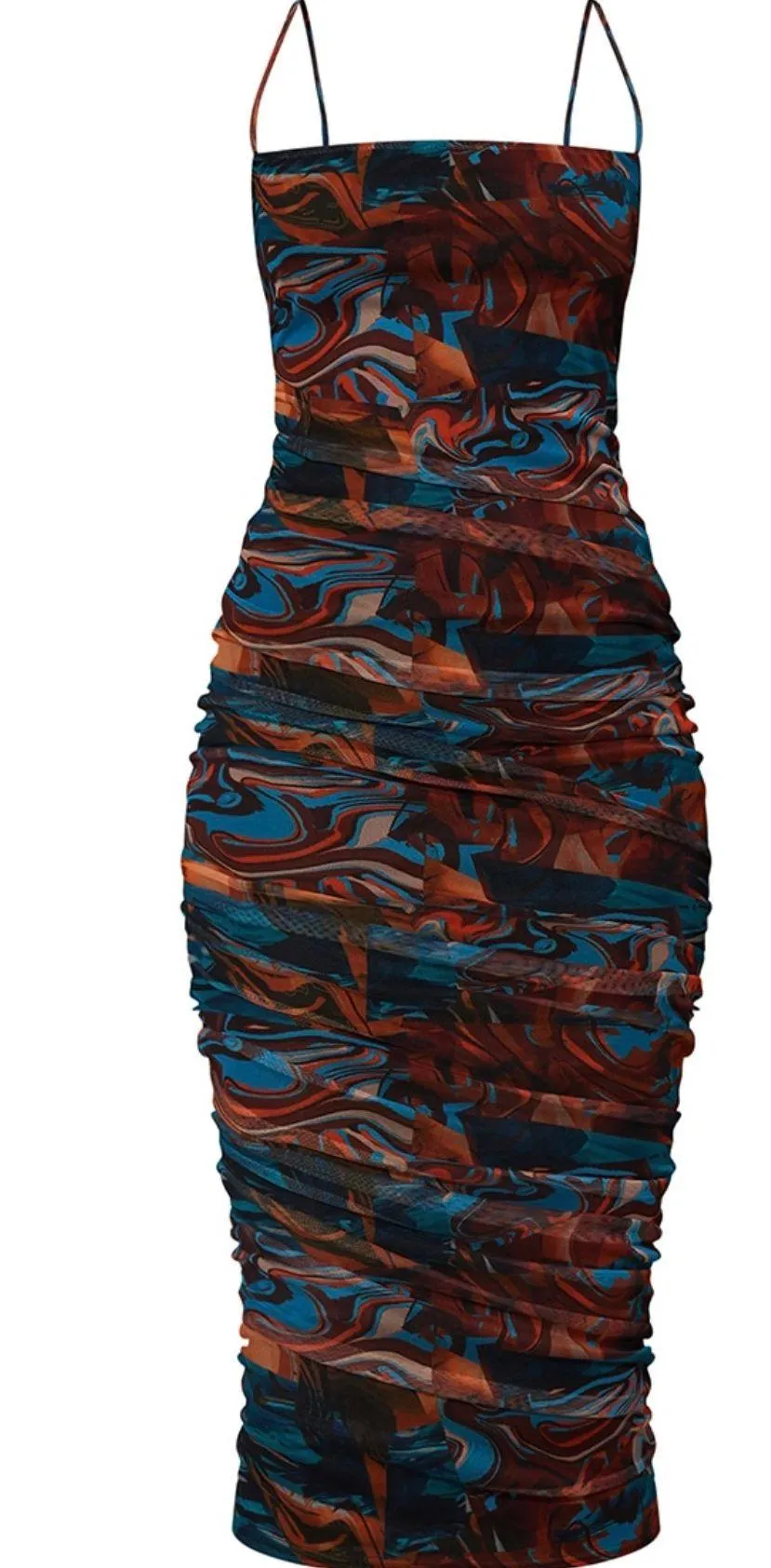 Tall Marble Mesh Ruched Dress - Image 3