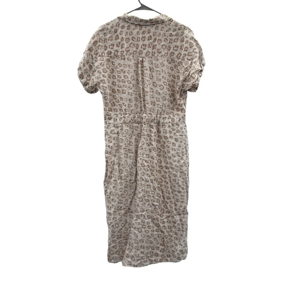 RTR Joie Coady 100% Linen Leopard Animal Print Short Sleeve Midi Dress Sz L‎ - Image 5