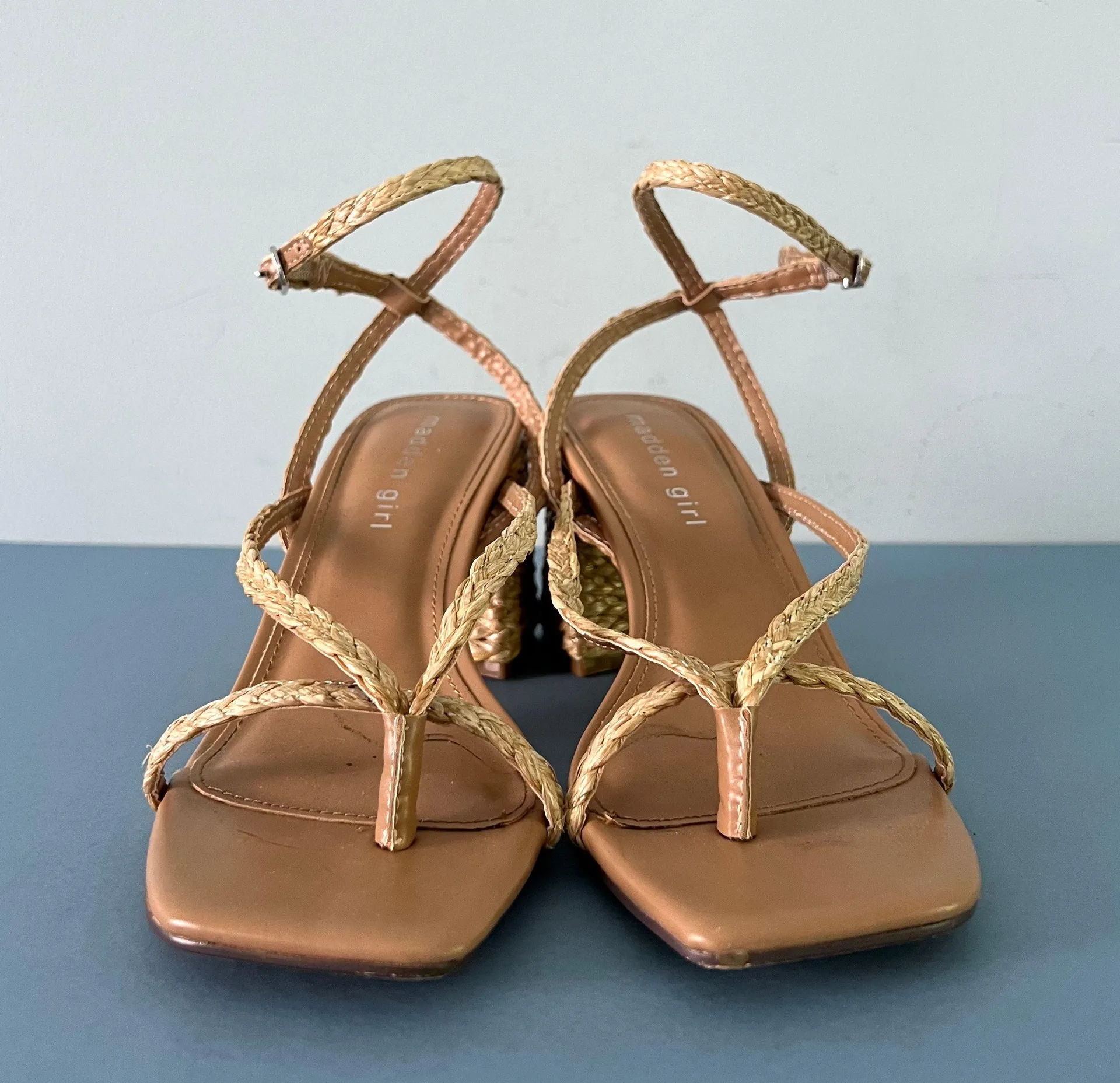 Madden Girl Marrvel Strappy Thong City Raffia Heel Sandals - Image 3