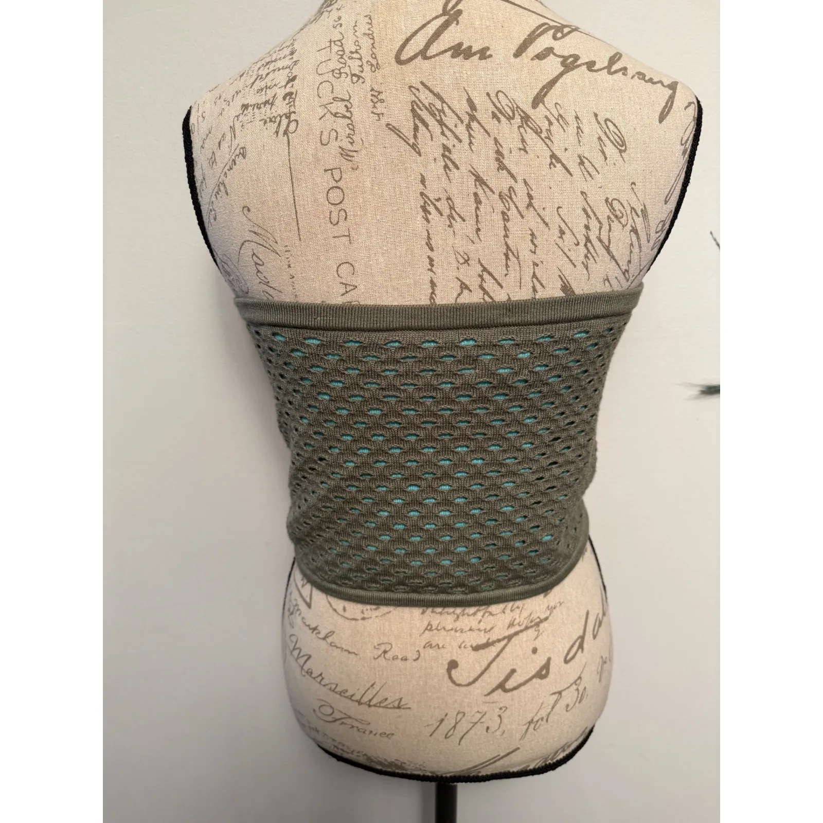 Aerie‎ Olive Green Knit Crochet Strapless Tube Top Summer Festival Large L - Image 2