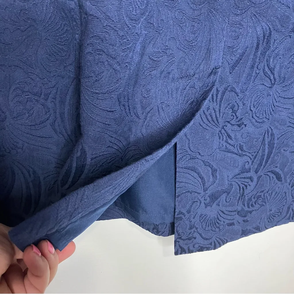 Talbots navy blue jacquard‎ blazer & skirt set women’s size 18W professional - Image 13