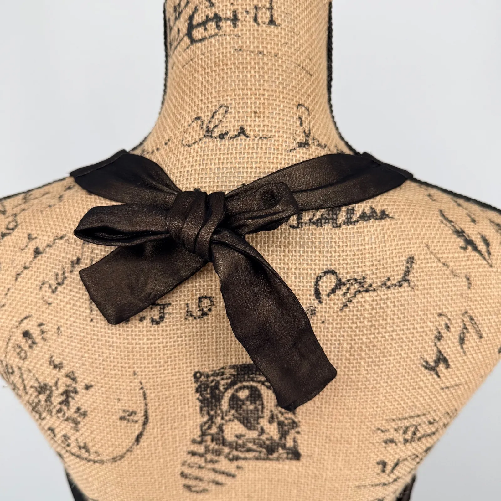 Vtg JONES NEW YORK Black Halter Neck Sheath Dress Silk 10 Dark Fairy Whimsigoth - Image 7