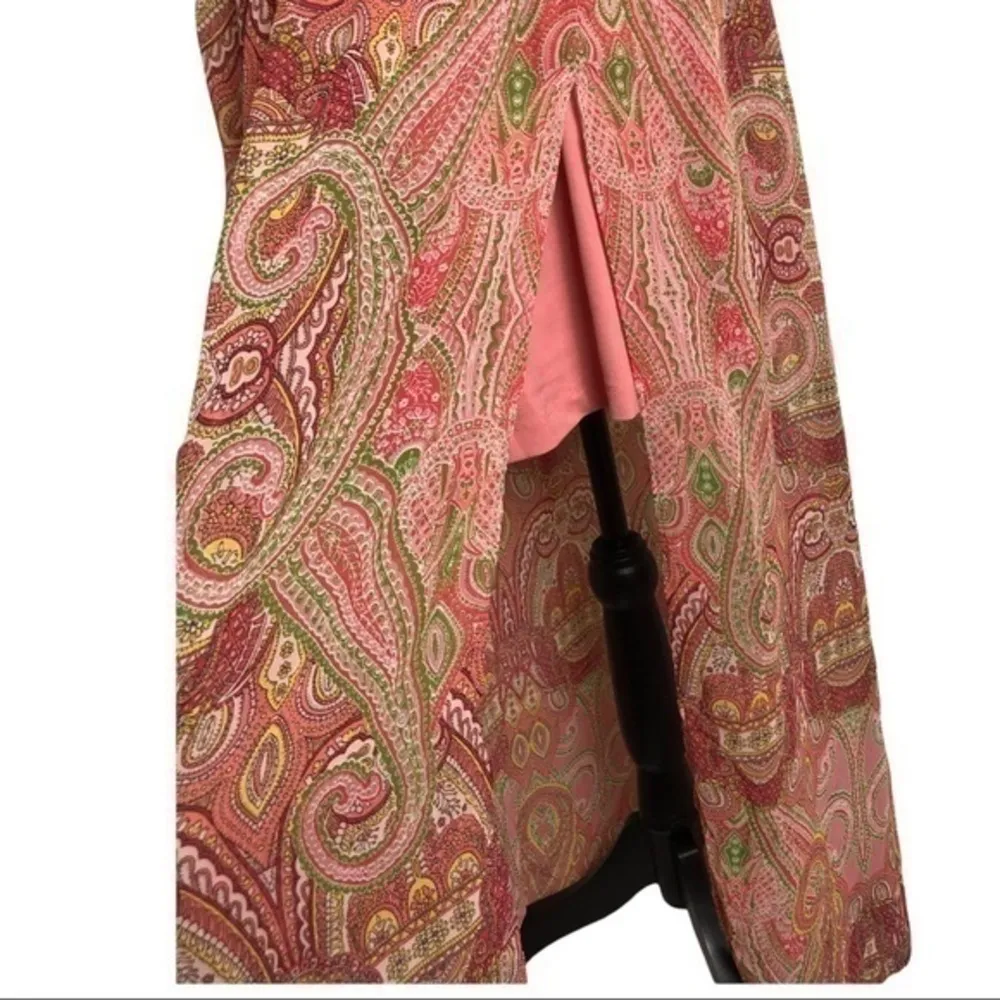 New York & Company Maxi Paisley Print Romper Size XL Pink - Image 7