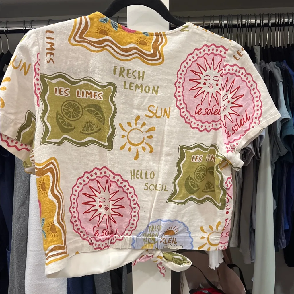 Joie Multicolor tropical Graphic crop top size small 6 - Image 2