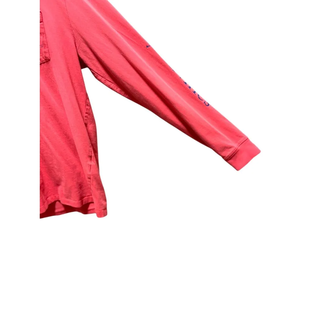 Vineyard Vines Hooded Whale Logo Back Hit Tee Shirt Melon Size M Coastal Casual - Image 10