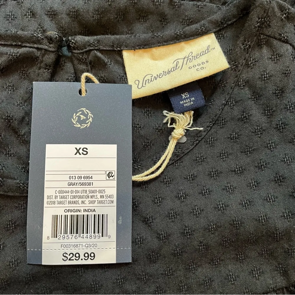 NWT, Universal Thread Ruffle Long Sleeve Ruffle Dress Dark Gray, Sz XS - Image 10