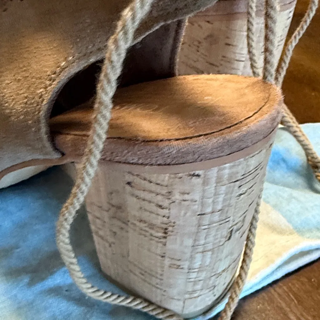 TOMS Elba Seville Leather Tan Brown Peep-Toe Heeled Sandals 11 - Image 4