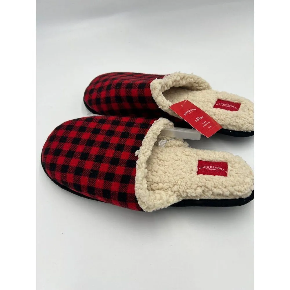 Brand New Wondershop Buffalo Plaid‎ Slippers Red & Black Size XLarge - Image 6