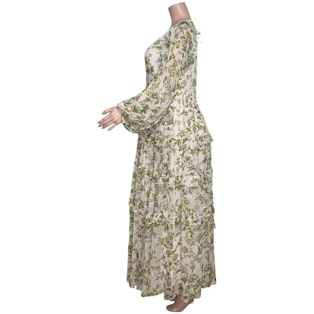 BHLDN Liana Printed V-Neck Long-Sleeve Maxi Dress, Ivory Floral, XL - Image 7