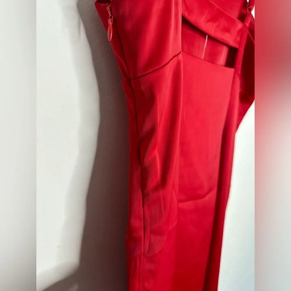 Urban Outfitters Wesley Red Satin Spagetti Straps Neck Slip Dress Size M NWT - Image 4
