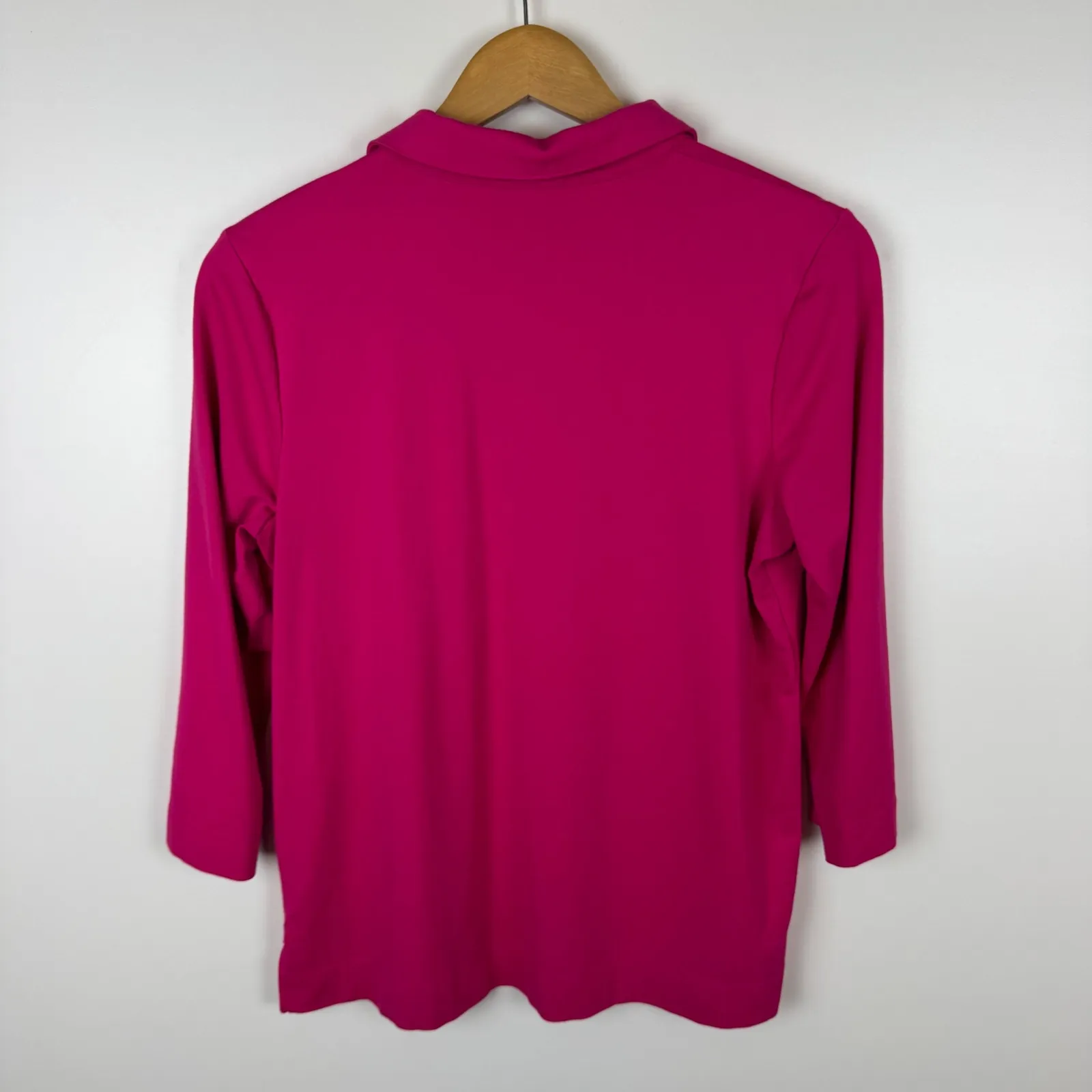Chico's Womens Pink Polo Top‎ Size 0 (Small) Collared 3/4 Sleeve Casual Comfort - Image 2