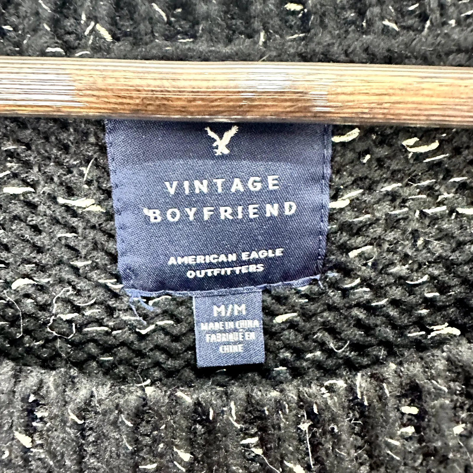 American Eagle Sweater M Black Speckled Knit 90s Grunge Academia Cozy Preppy - Image 2