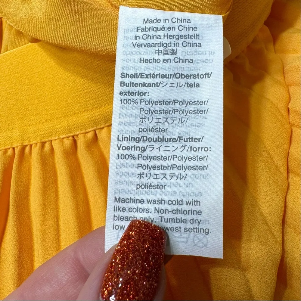 J. Crew Pleated High Rise Midi Skirt Elastic Waist Pull On Saffron Yellow Size 8 - Image 10