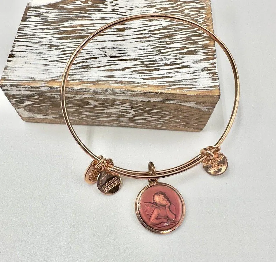 ALEX AND ANI  Cherub Color Infusion Charm Bangle Shiny Rose Gold - Image 2