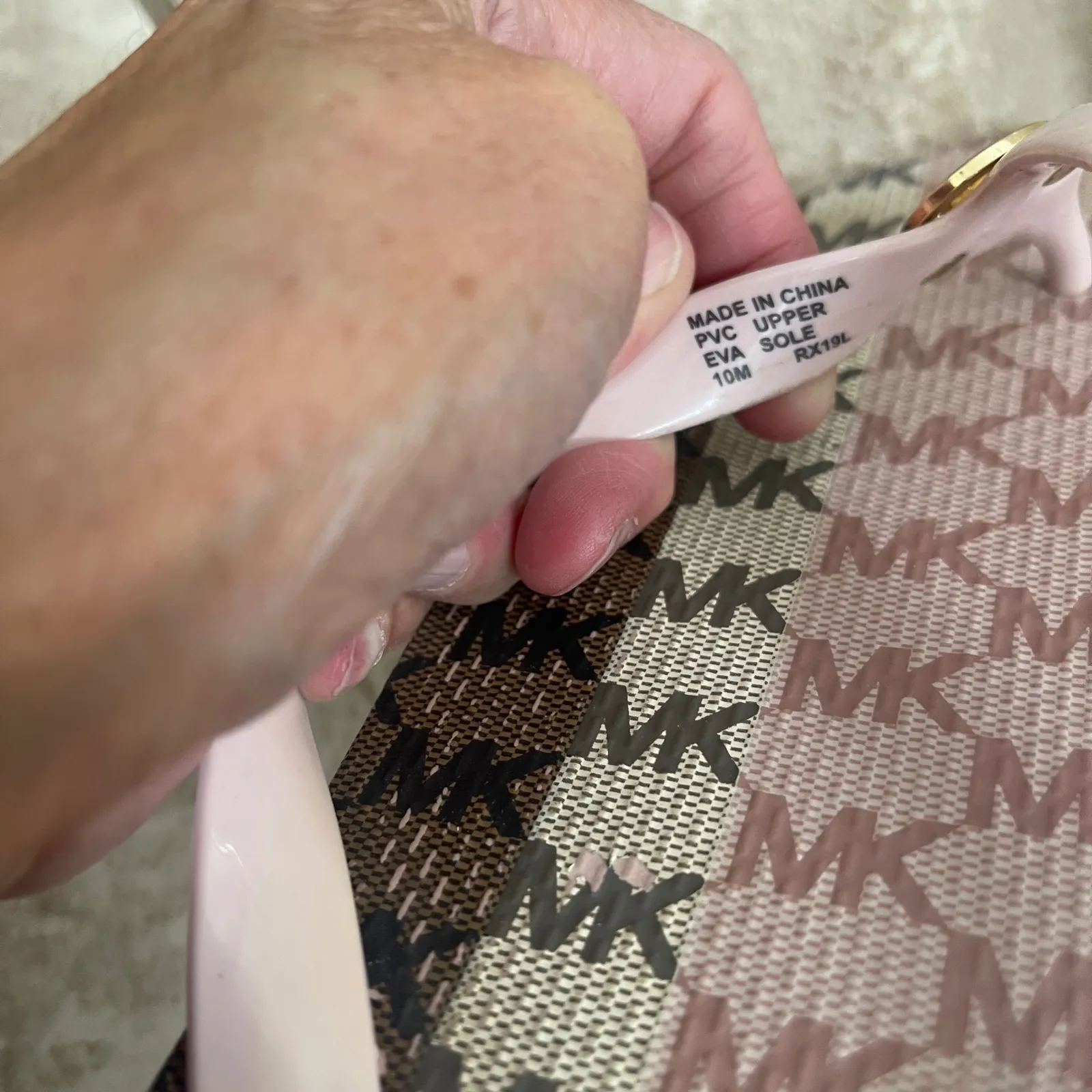 Michael Kors  MK Striped PVC Flip Flops Blossom multi- 10. USA pink brown summer - Image 9