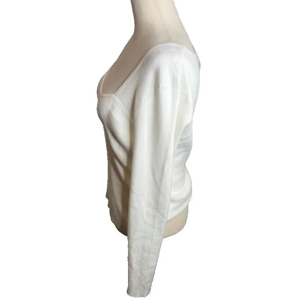 Madewell Wide Rib Sweater Top Cream Size XL NM615 - Image 5