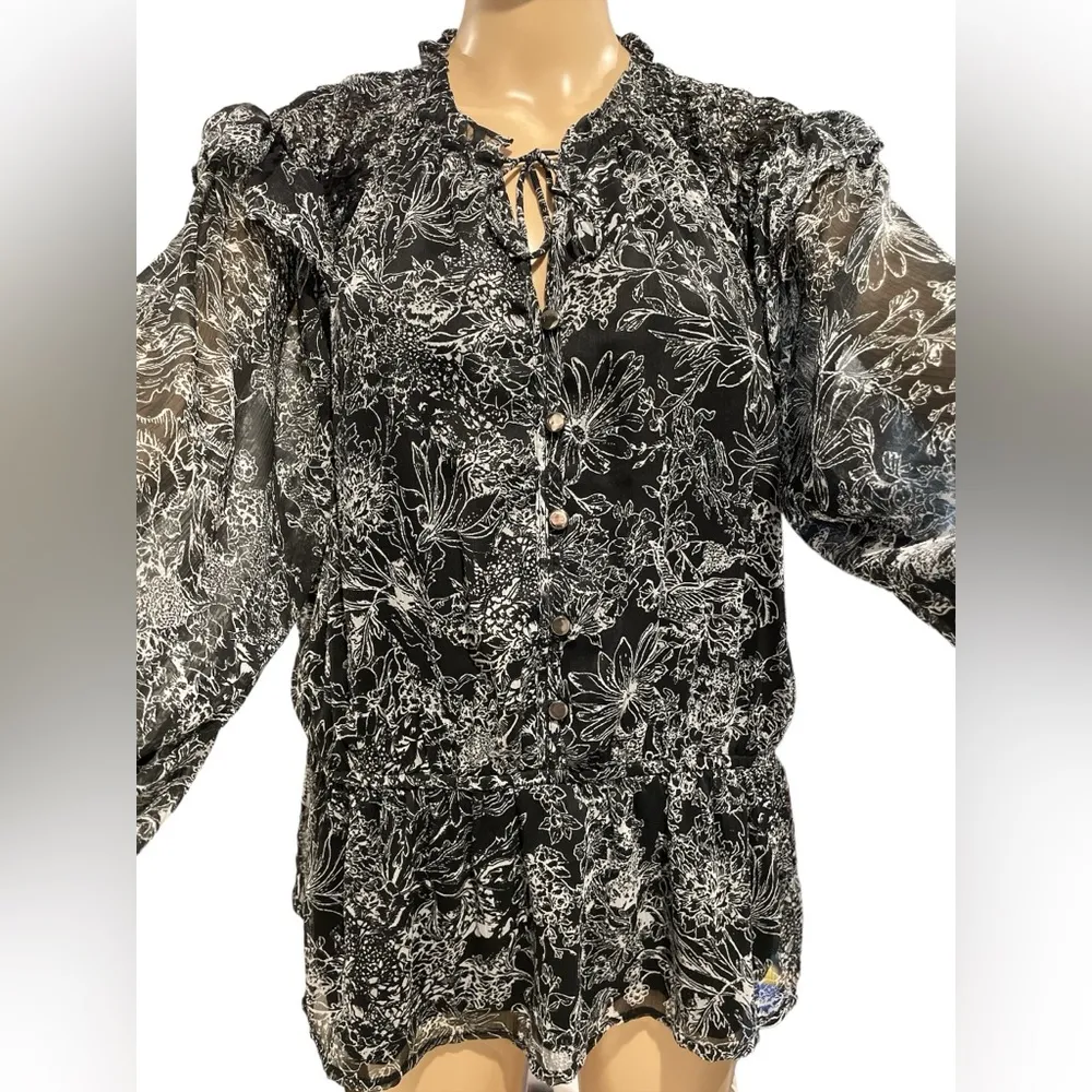 Calligraphie long sleeve blouse size XL Black - Image 2