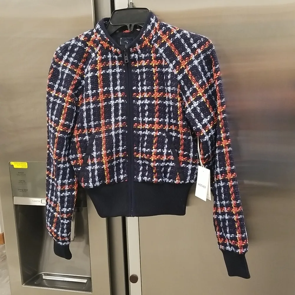 💕MOTHER💕 The Mock Neck Ribbed Jacket ~ Beat By Beat XS NWT Plaid 80s - Image 12