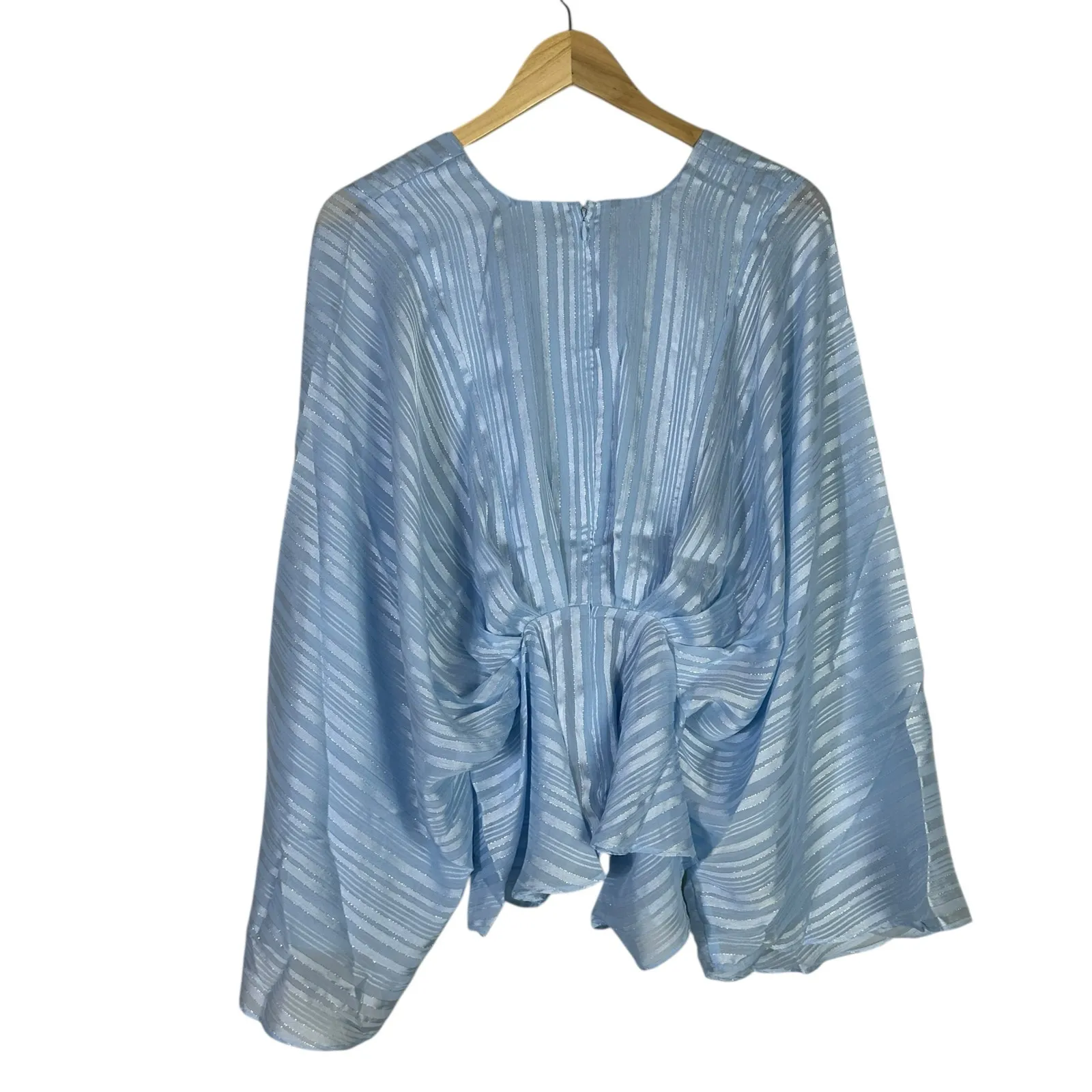 NWT The Vintage Shop Pleated Top Womens S Blue Flowy Bell Sleeve Soft Girl - Image 7