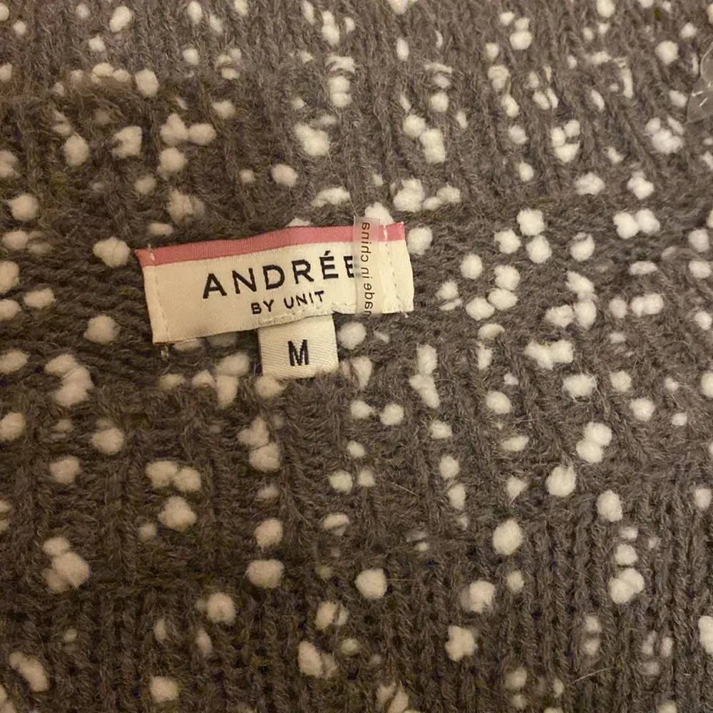Andree by unit grey white speckled popcorn sweater M - Image 4