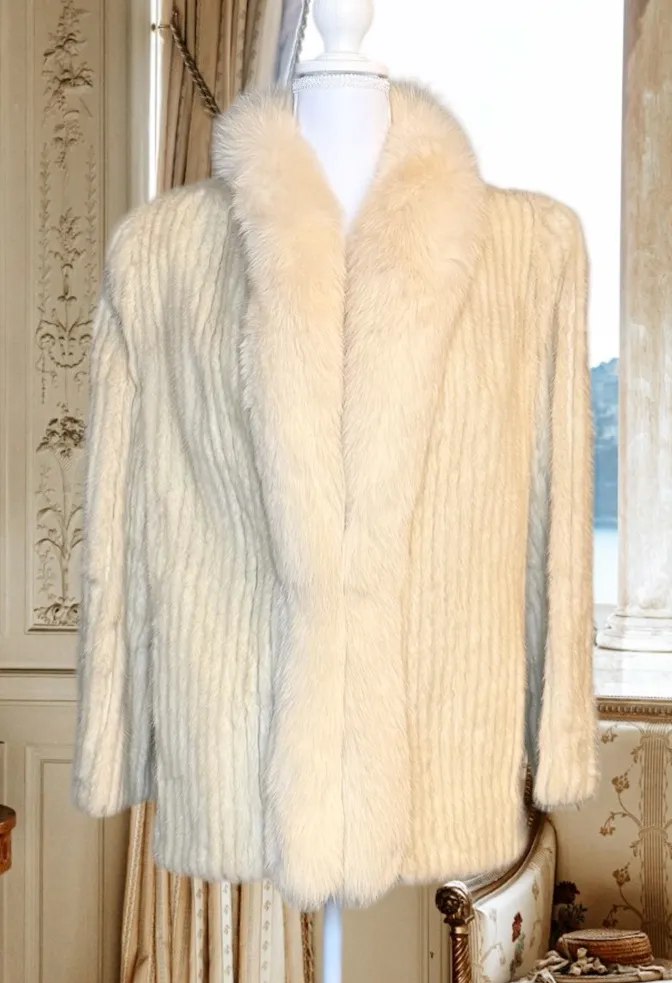 Vintage Mink Coat Jacket Corded Tourmaline Fur M Medium L Large 10 12 - Image 2