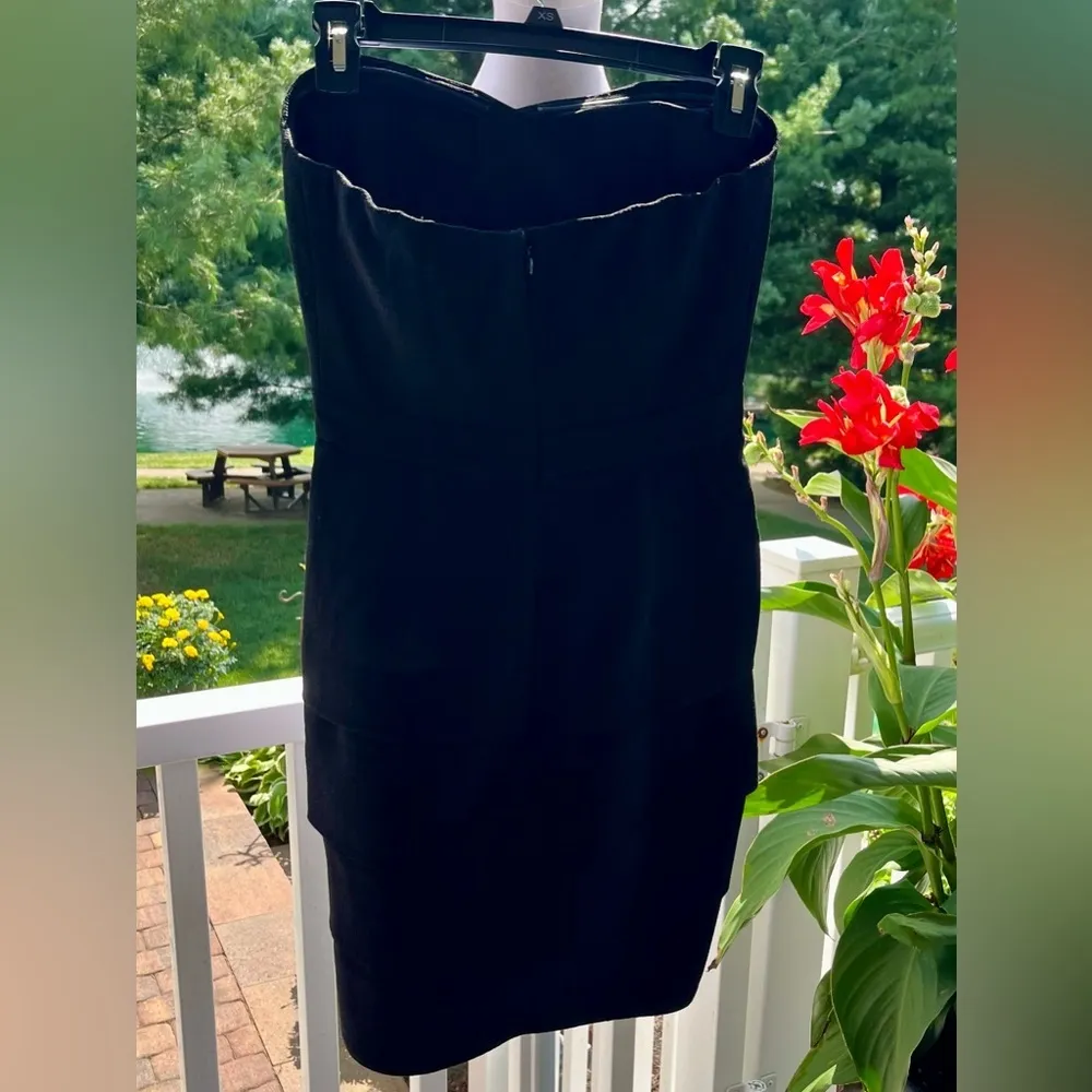 Club Monaco Black Strapless Tiered Ruffle Cocktail Dress - Size 0 - Image 4