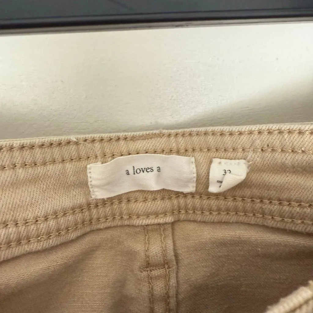 A Loves A Women’s 32 Khaki Wide Leg Pants Jeans - Image 2