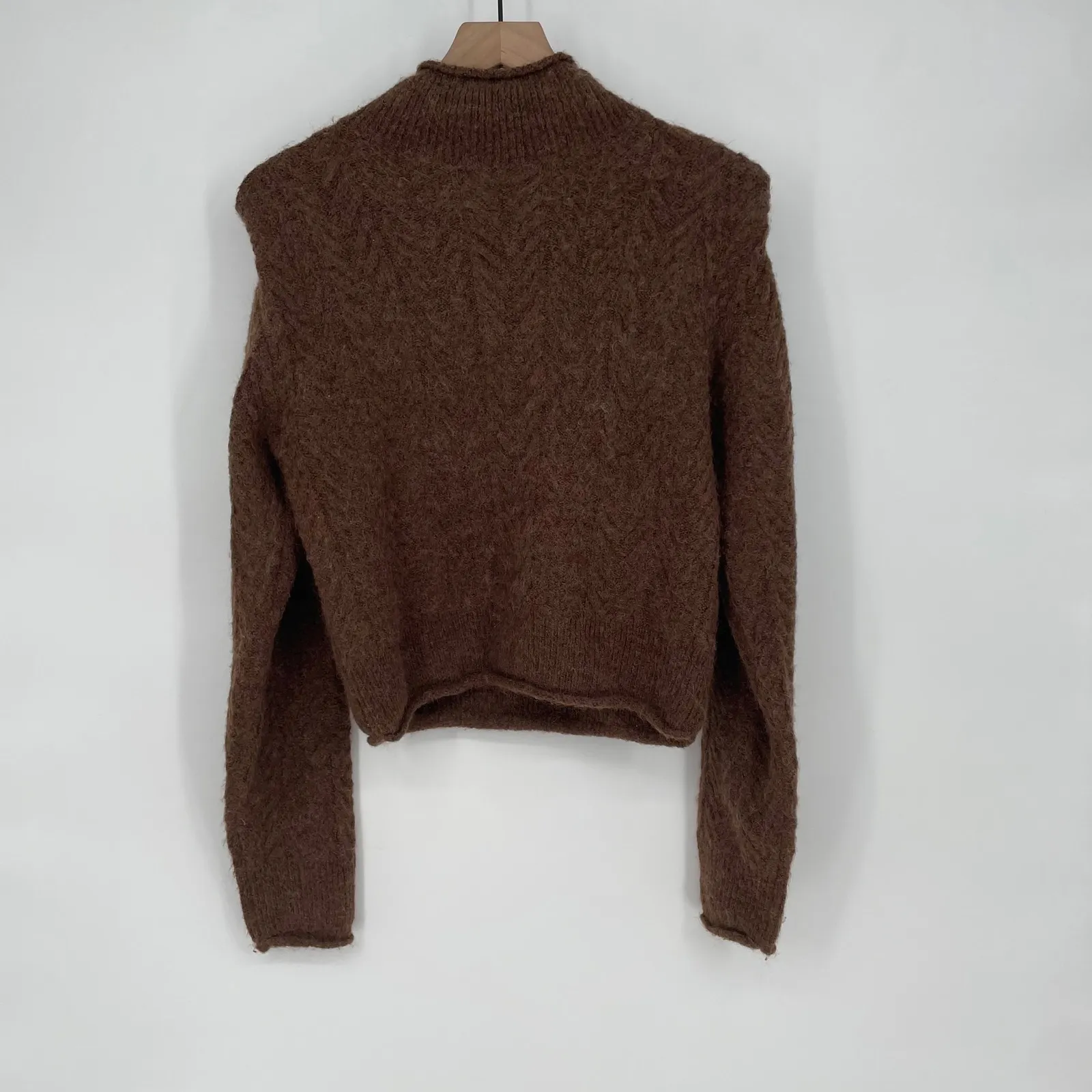 ASTR The Label Brown Chevron Knit Mock Neck Cropped Sweater Size M Size M - Image 2