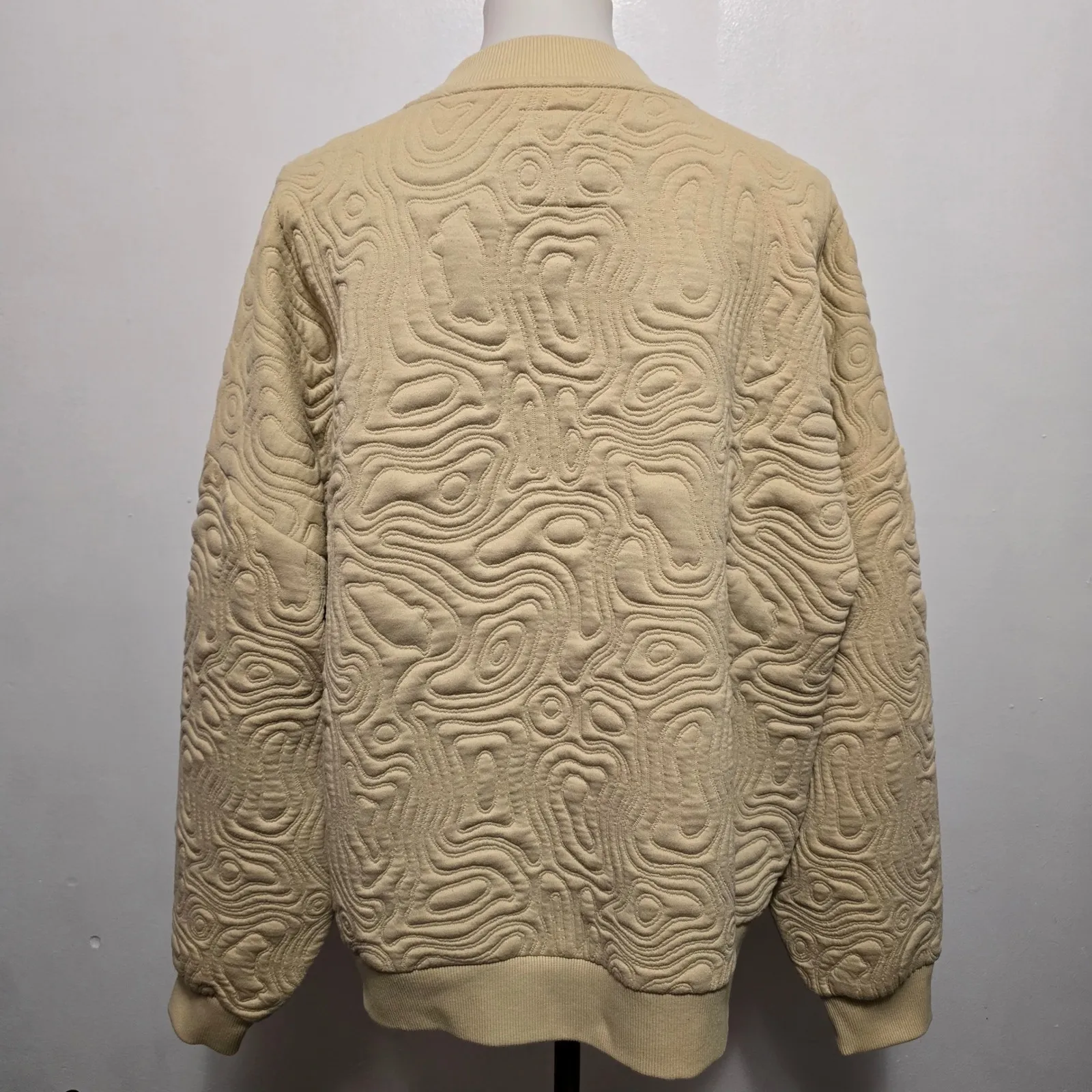 Vans Quilted Topographic Crewneck Sweatshirt Sand Dune Beige Medium - Image 5