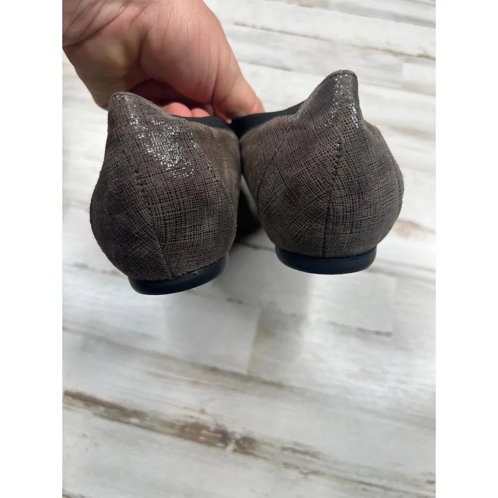 Munro Brown Gray Textured Surface Leather Slip On Flats Womens Shoes Size 9 - Image 4