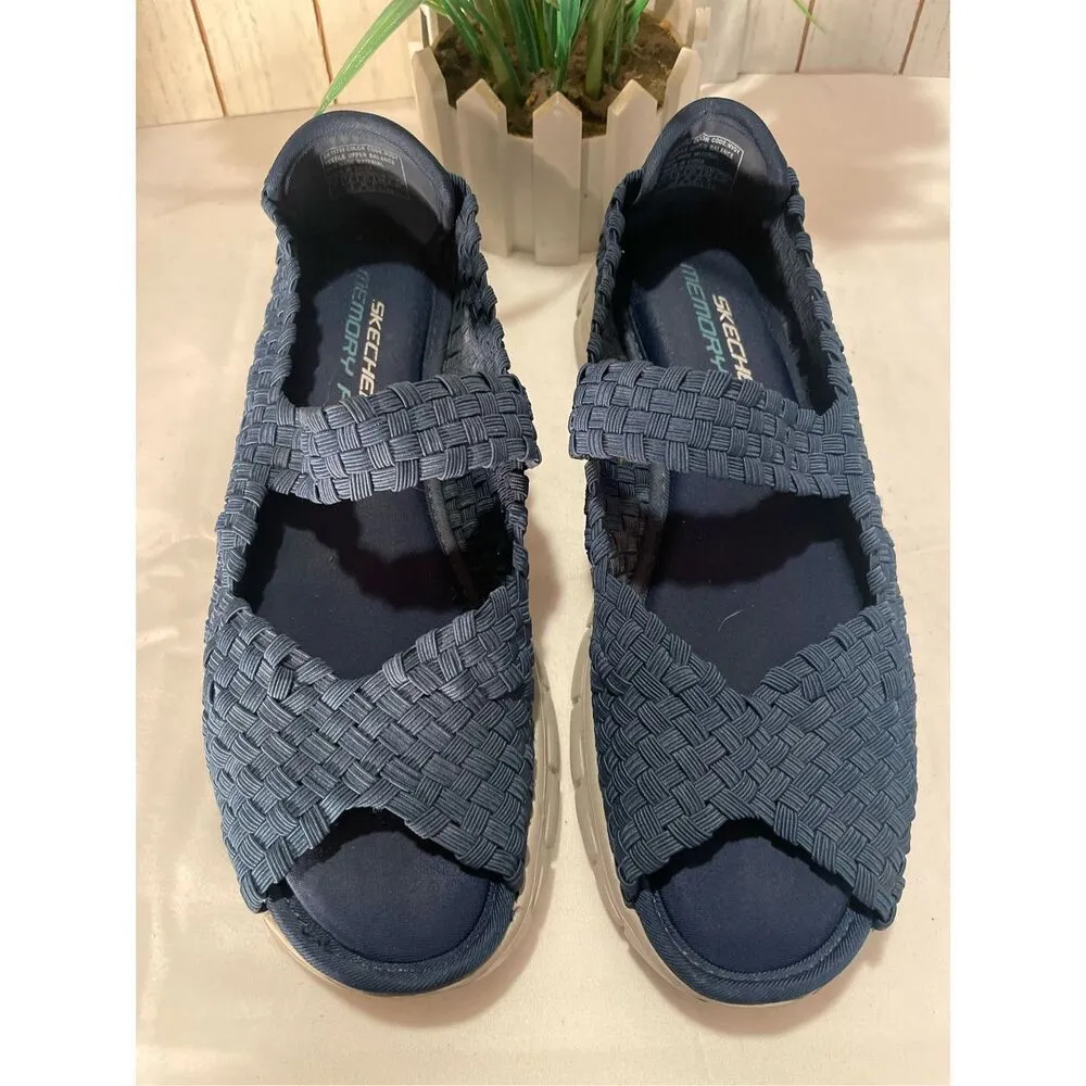Skechers Synergy Sunday Stroll “Mary Jane”Memory Foam Shoe/Sandal Navy Blue Size - Image 3