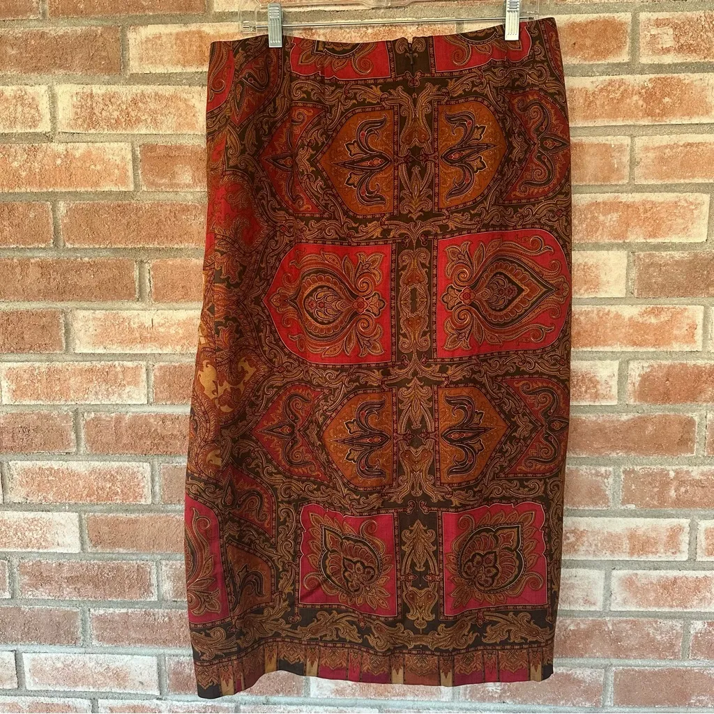 Vintage Midi Skirt 100% Silk Women’s 16 Brown Earthy Witchy Moody Goblincore - Image 5