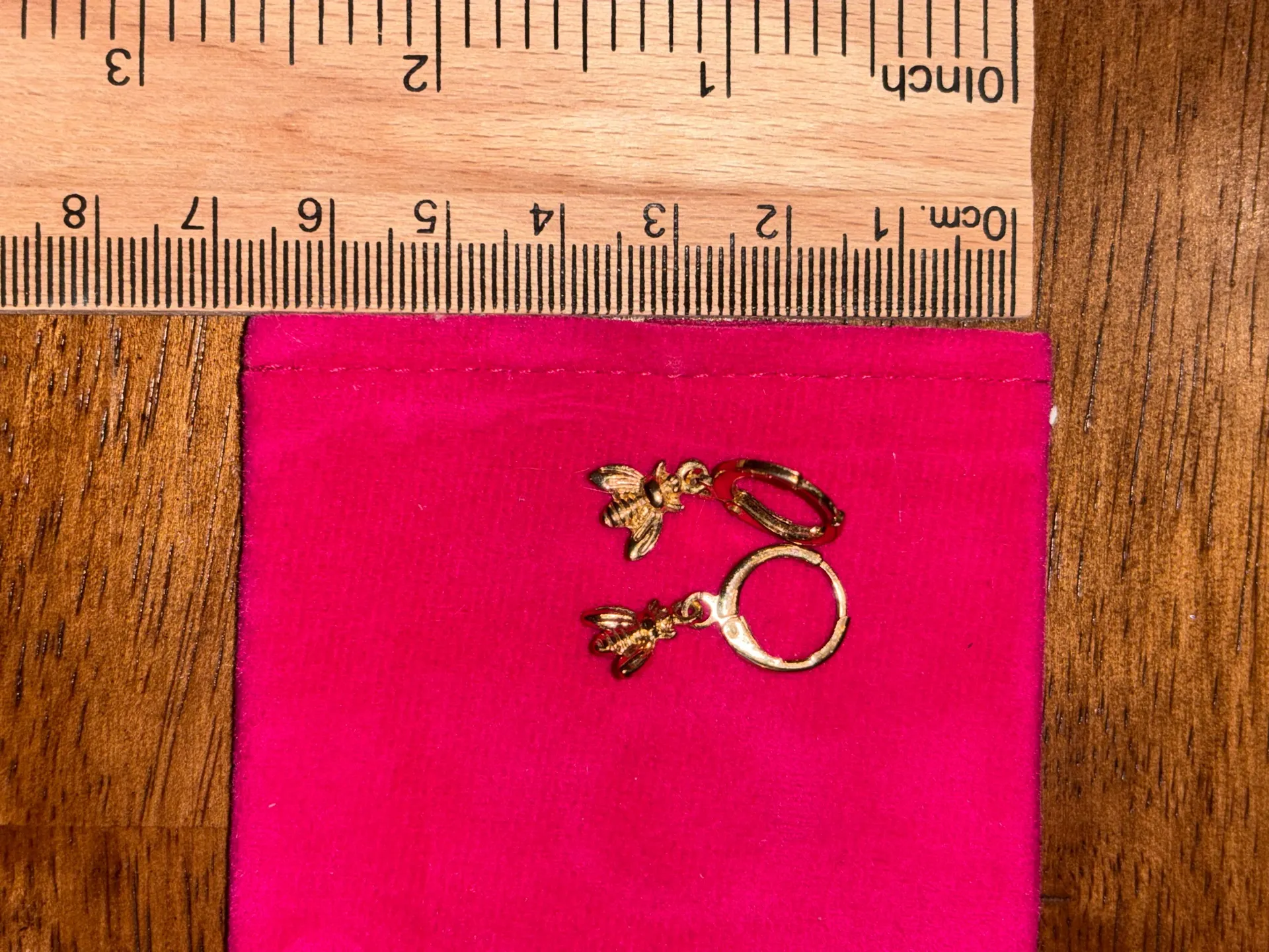 Mini Gold Huggie Boutique Bumblebee Earrings - Image 2