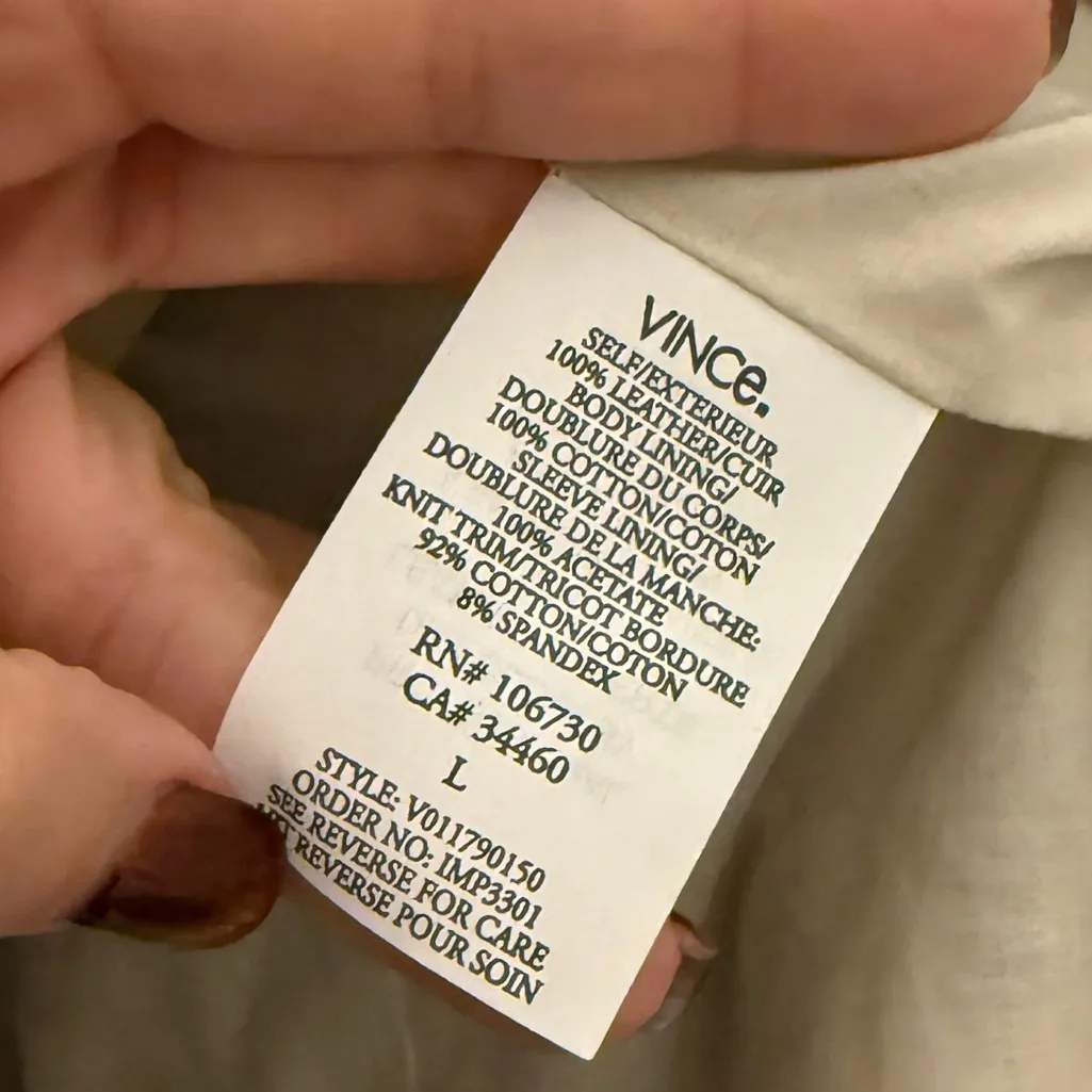 VINCE Women’s Tan 100% Leather 2 in 1 Moto Jacket Vest Size L - Image 5