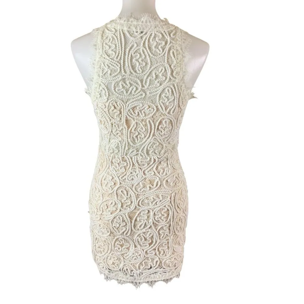 A.Peach‎ White Lace Sleeveless Bodycon Dress Cocktail Small - Image 3