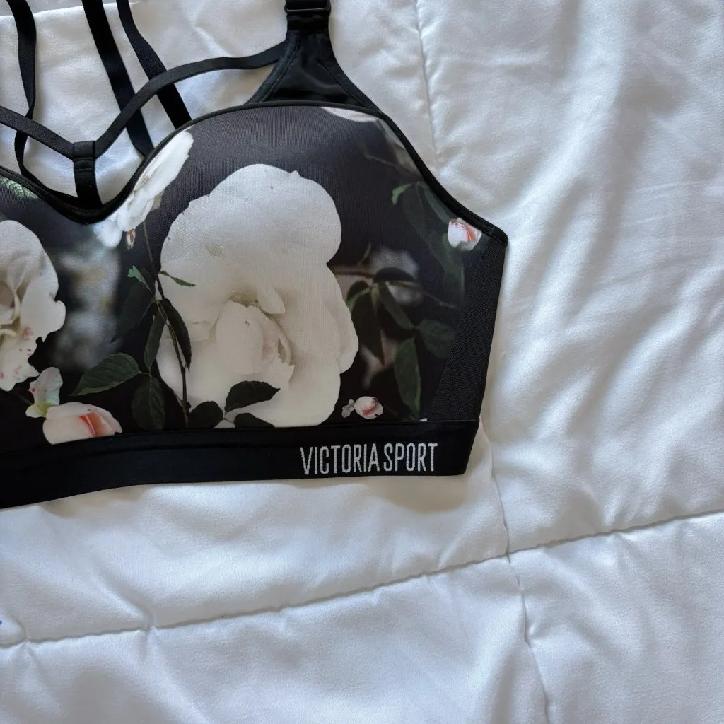 VSX Sport Victoria’s Secret Womens Black Floral Wireless Sports Bra Padded - Image 2