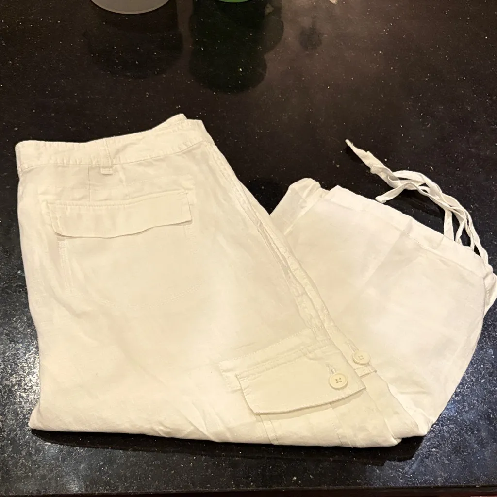 Banana Republic Women’s Martin Fit White Capri Pants 100% Linen NWOT - Image 12