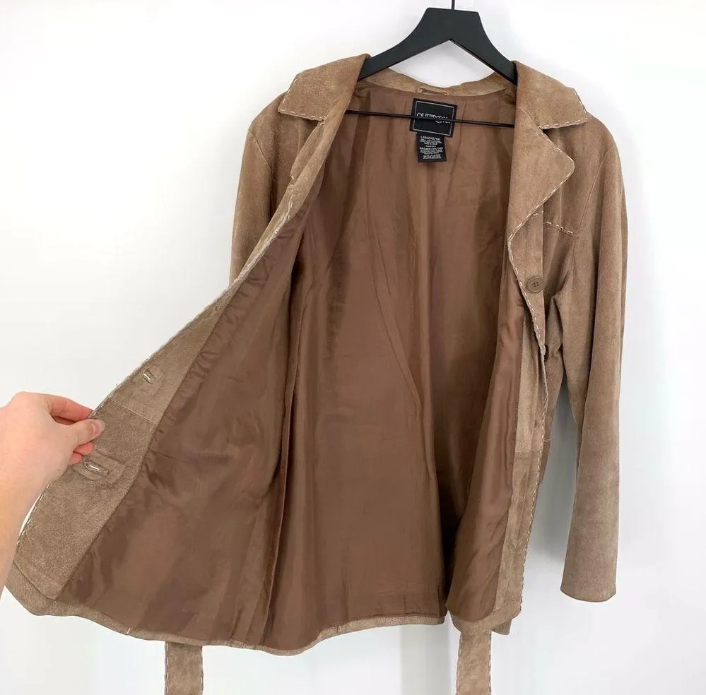 VTG OUTBROOK Suede Leather Jacket Tan L Size L - Image 7