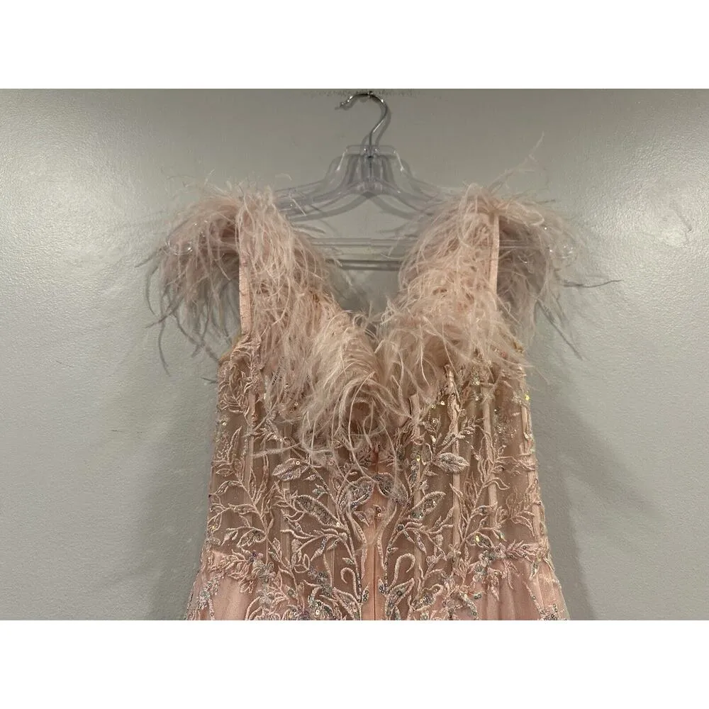 Sherri Hill 55201 Corset Leaf Deep V Neck Gown Size 4 NWOT - Image 5