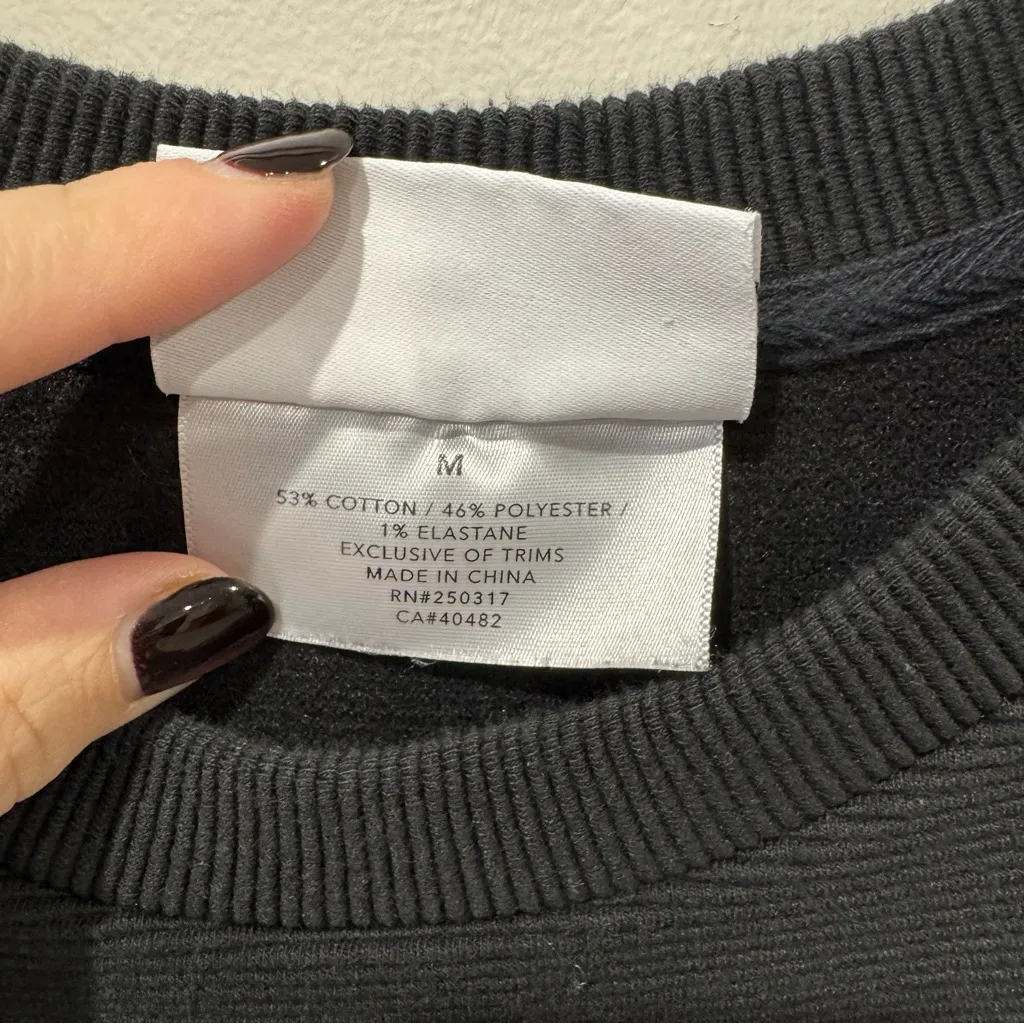 Varley x Barry’s Size Medium Black Manning Crewneck Ribbed Sweatshirt - Image 4