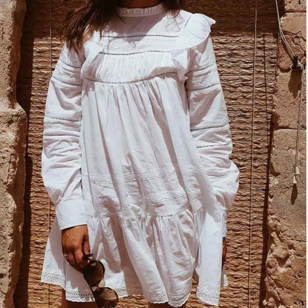 Anthropologie dRa Los Angeles White Eyelet Ruffle Dress - Image 6