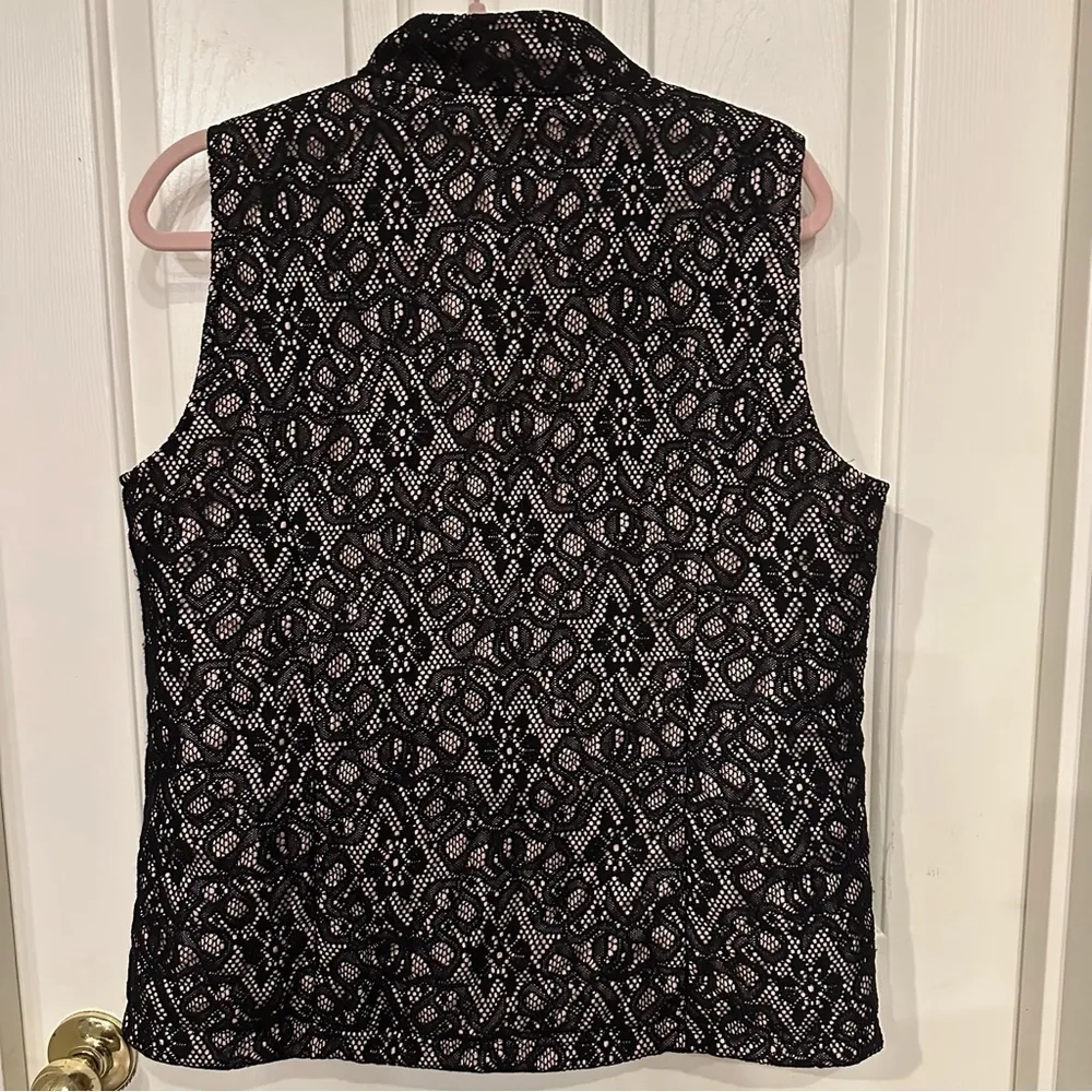Zenergy By Chico's Women's M Sheer Vest Black Lace Light Pink Fairy Whimsigoth - Image 8